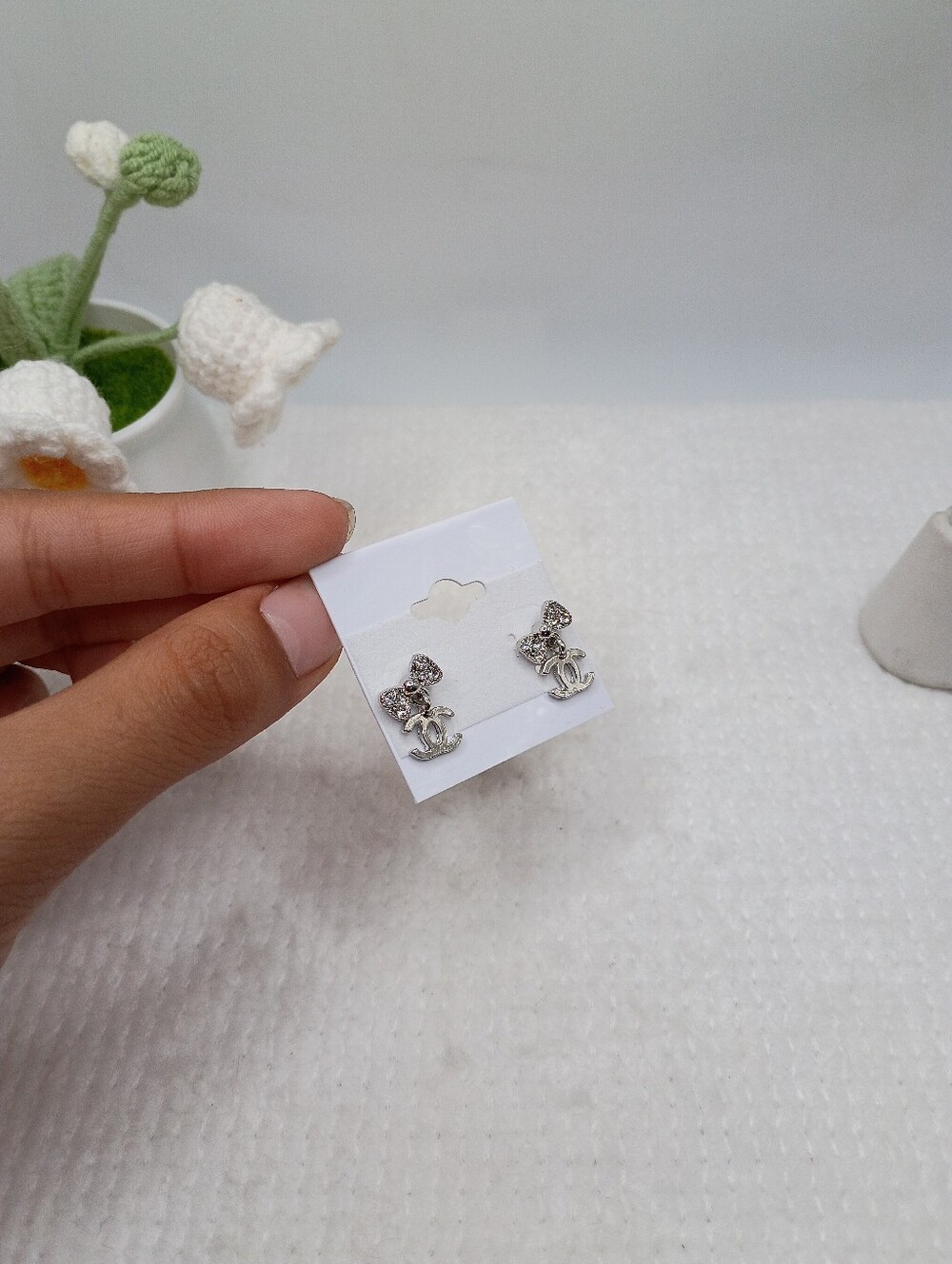 Bow Initial Stud Earrings